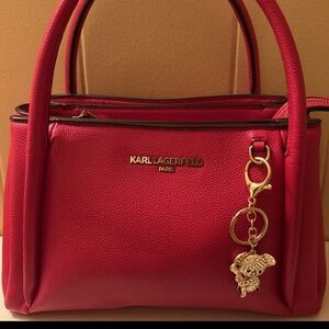 Karl Lagerfeld Red Satchel with Gold Koala Charm